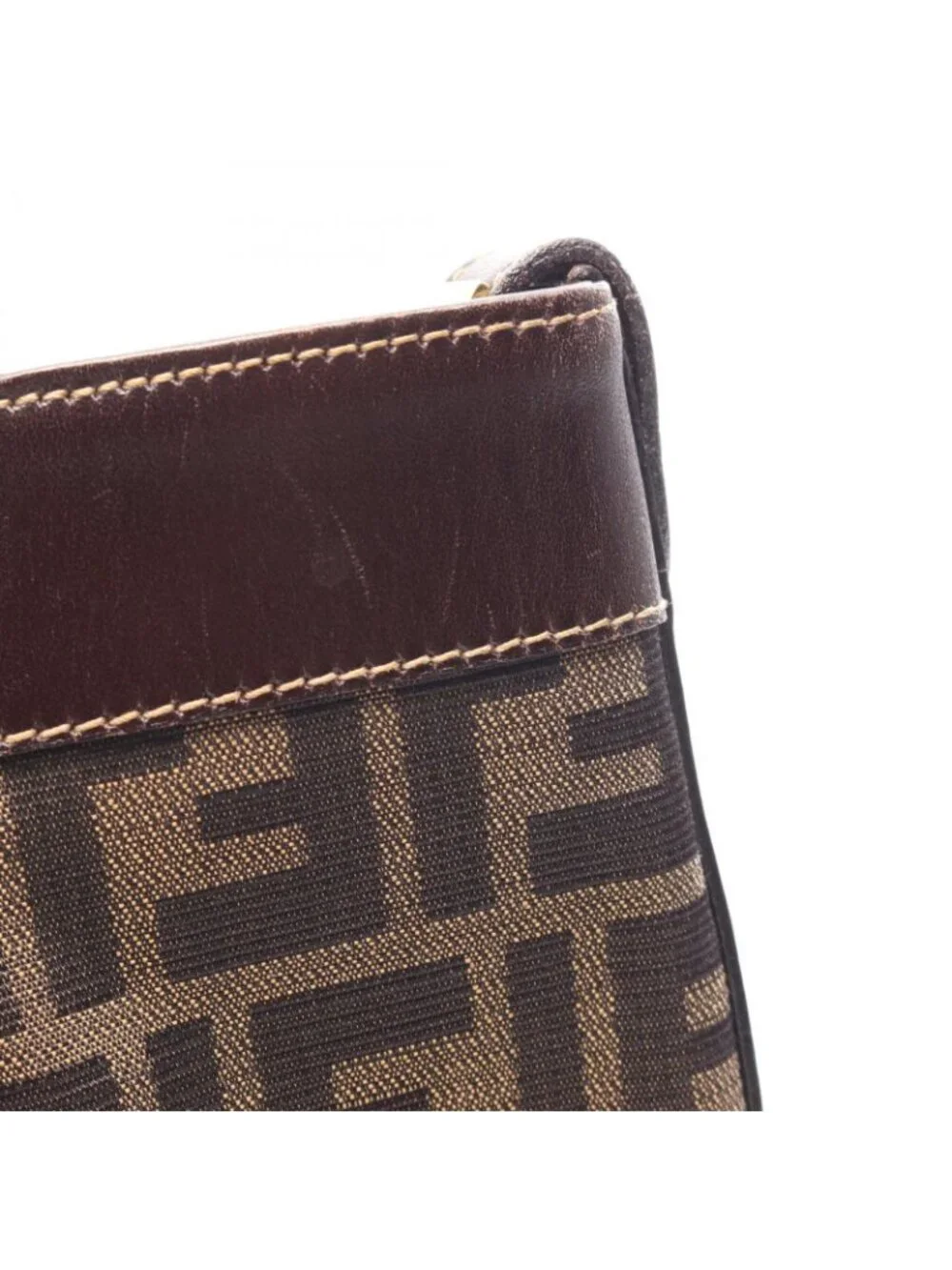 Fendi Tote Zucca Black Brown Canvas Leather